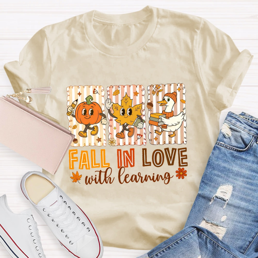 Fall In Love With Learning Funny Pumpkin T-Shirt