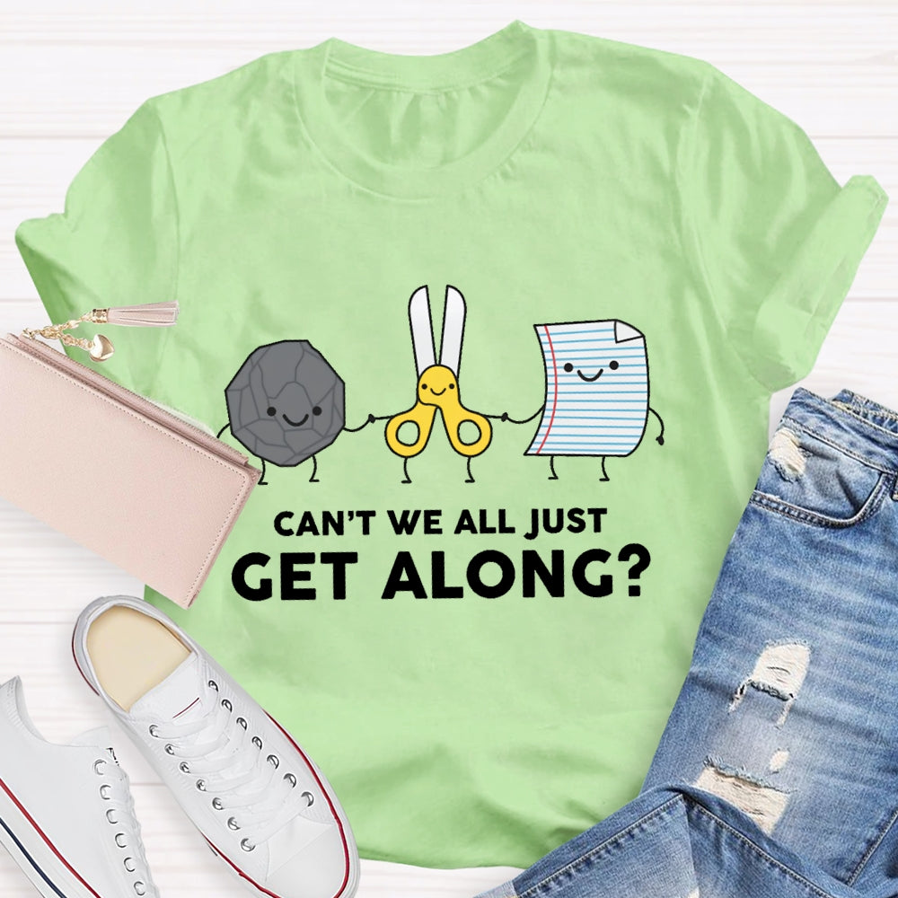 Can't We All Just Get Along Rock Paper Scissors T-Shirt