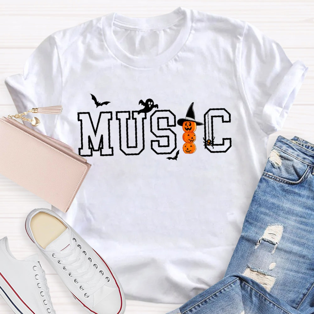 Music Halloween Pumpkin Funny T-shirt