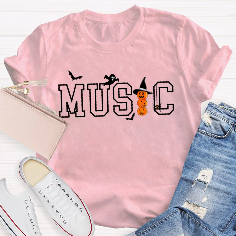 Music Halloween Pumpkin Funny T-shirt