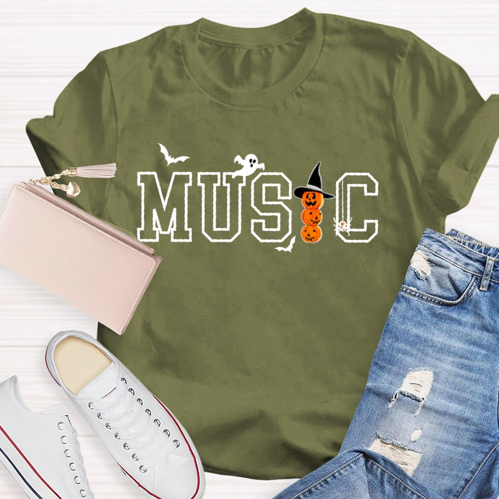 Music Halloween Pumpkin Funny T-shirt
