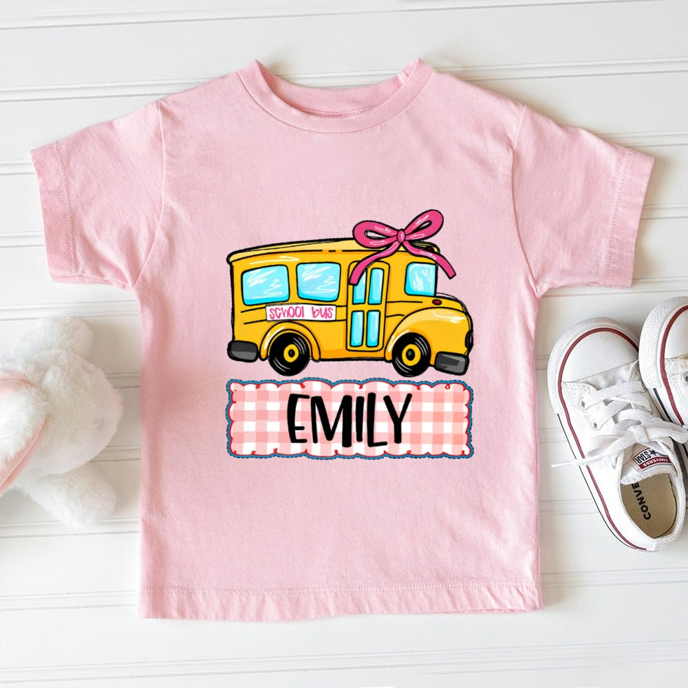 Personalized Name Emily School Bus Toddler T-shirts