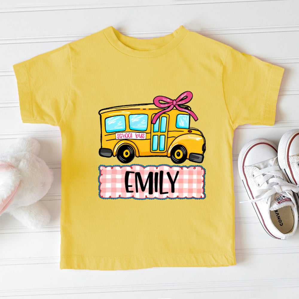 Personalized Name Emily School Bus Toddler T-shirts