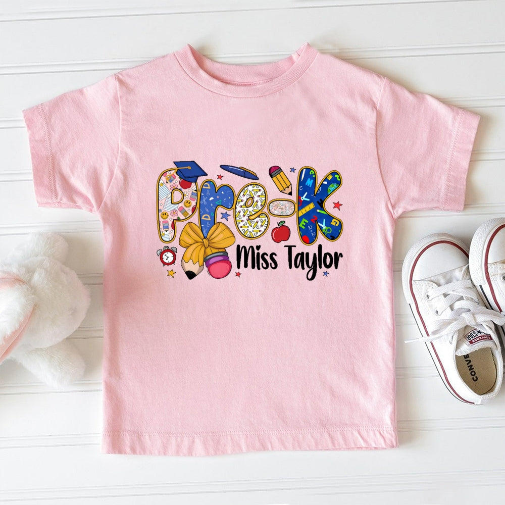 Personalized Name And Grade  Pre-K Funny Toddler T-shirts