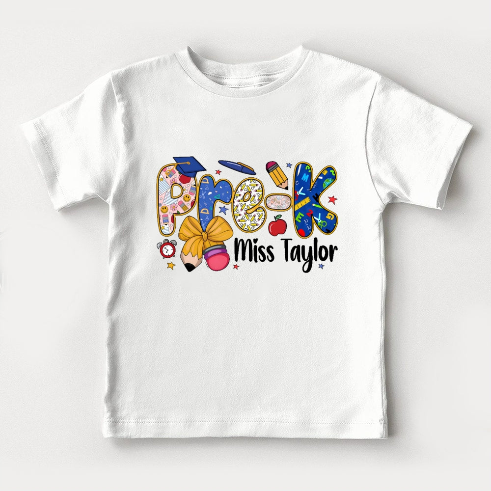 Personalized Name And Grade  Pre-K Funny Toddler T-shirts