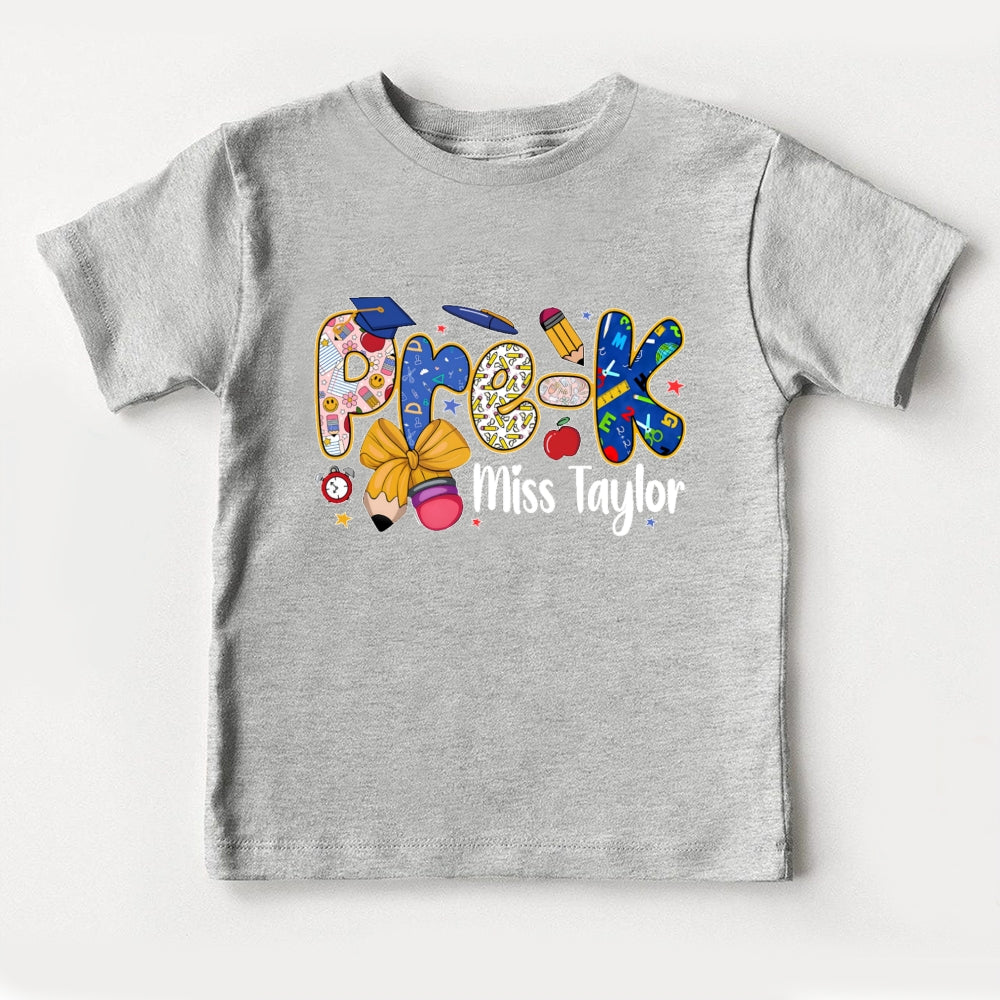 Personalized Name And Grade  Pre-K Funny Toddler T-shirts
