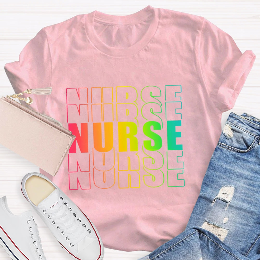 Nurse Gradient Letters Overlap T-shirt