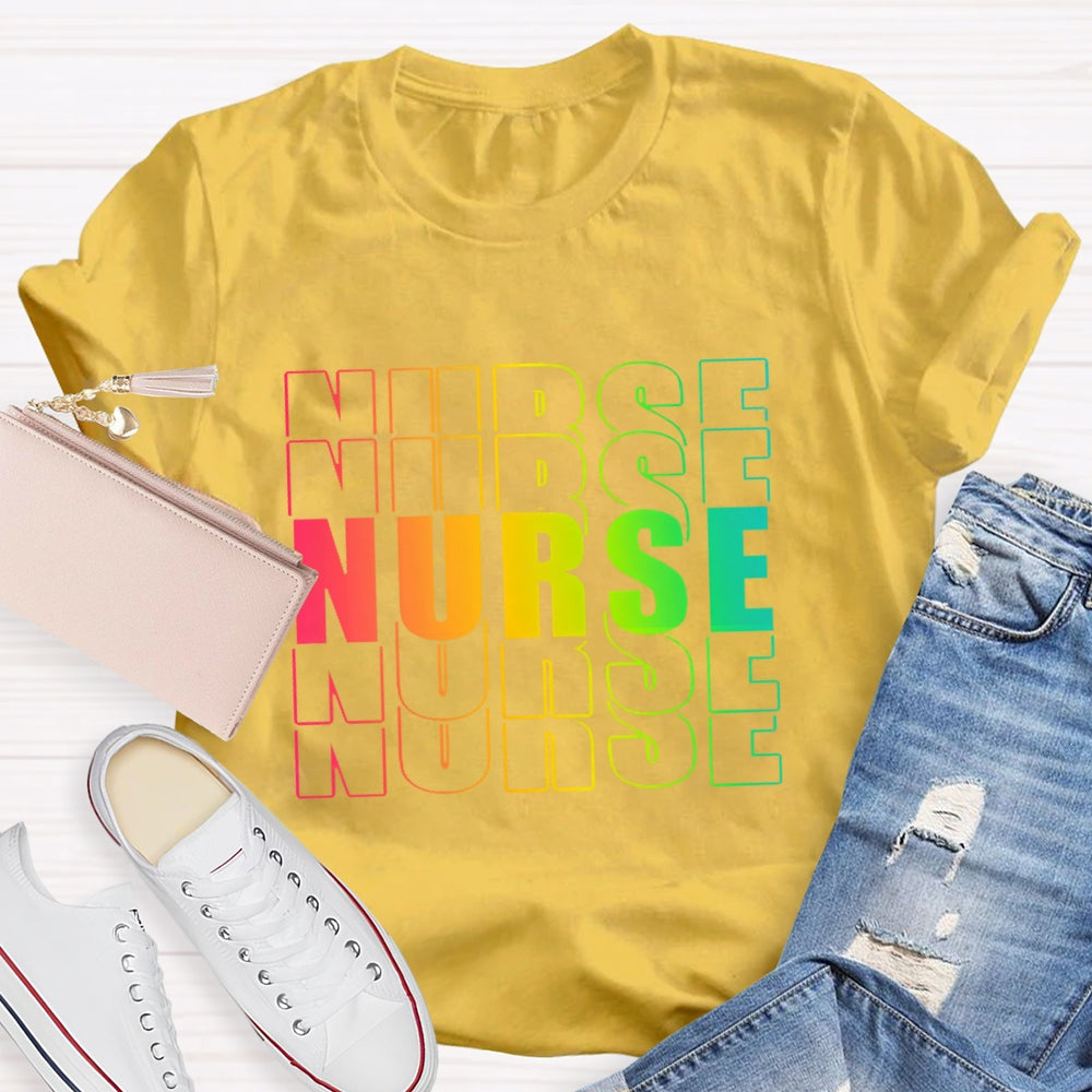 Nurse Gradient Letters Overlap T-shirt