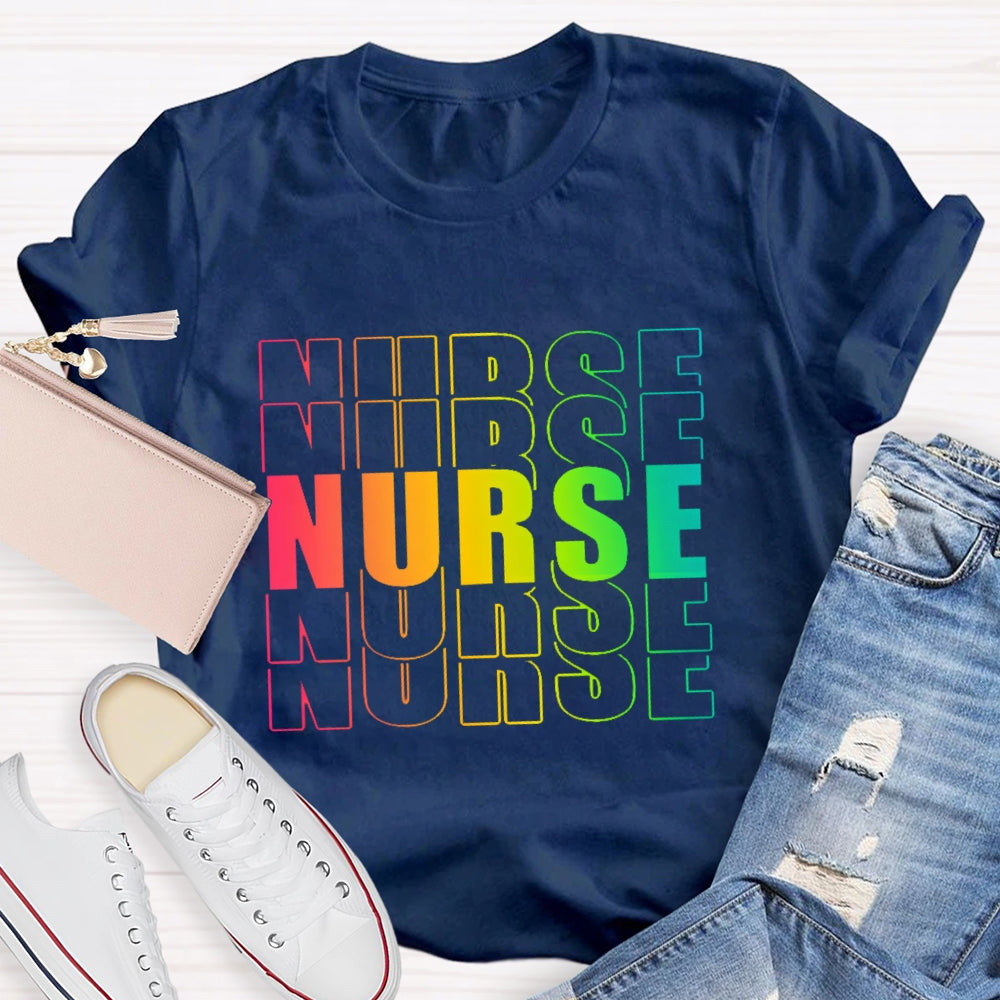 Nurse Gradient Letters Overlap T-shirt