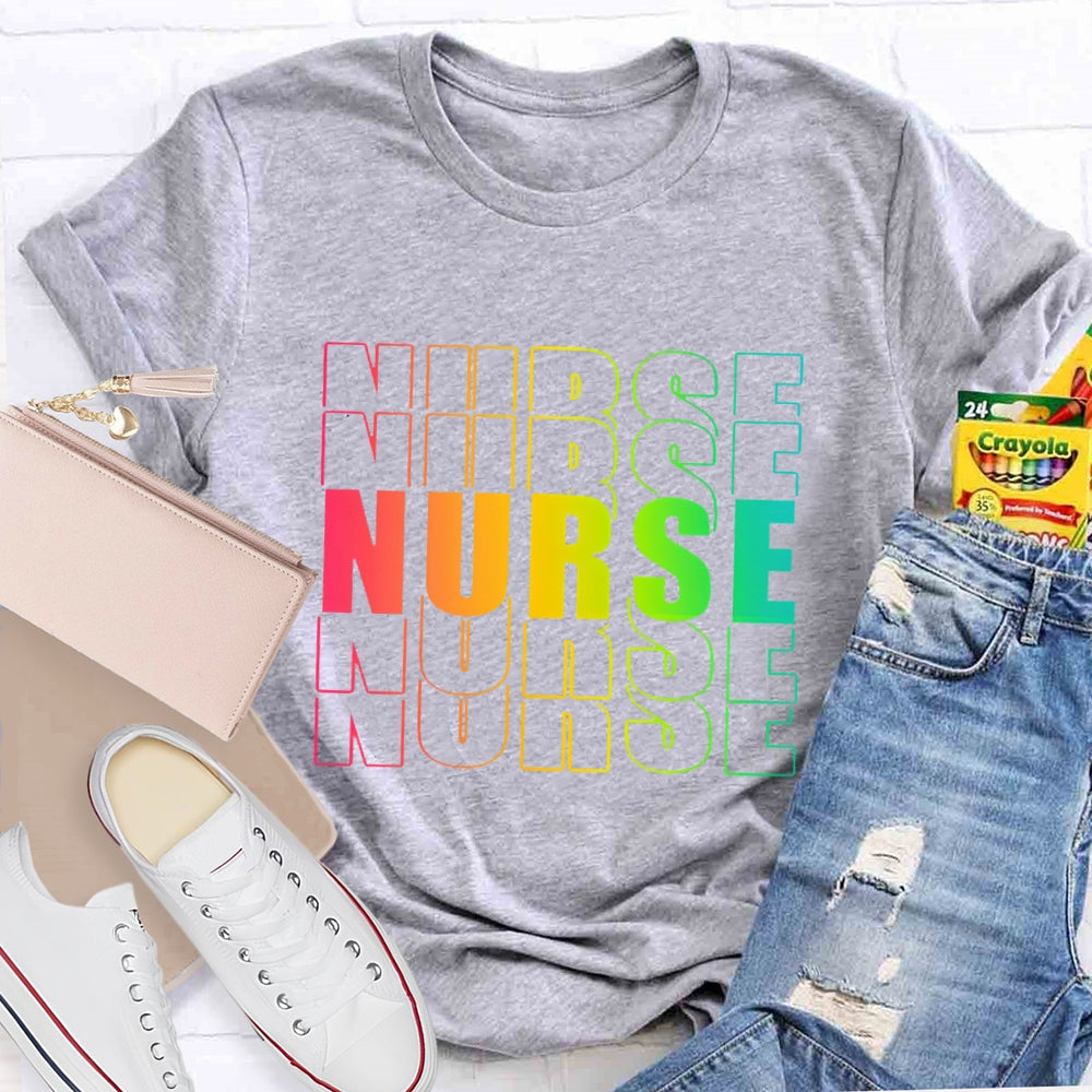 Nurse Gradient Letters Overlap T-shirt