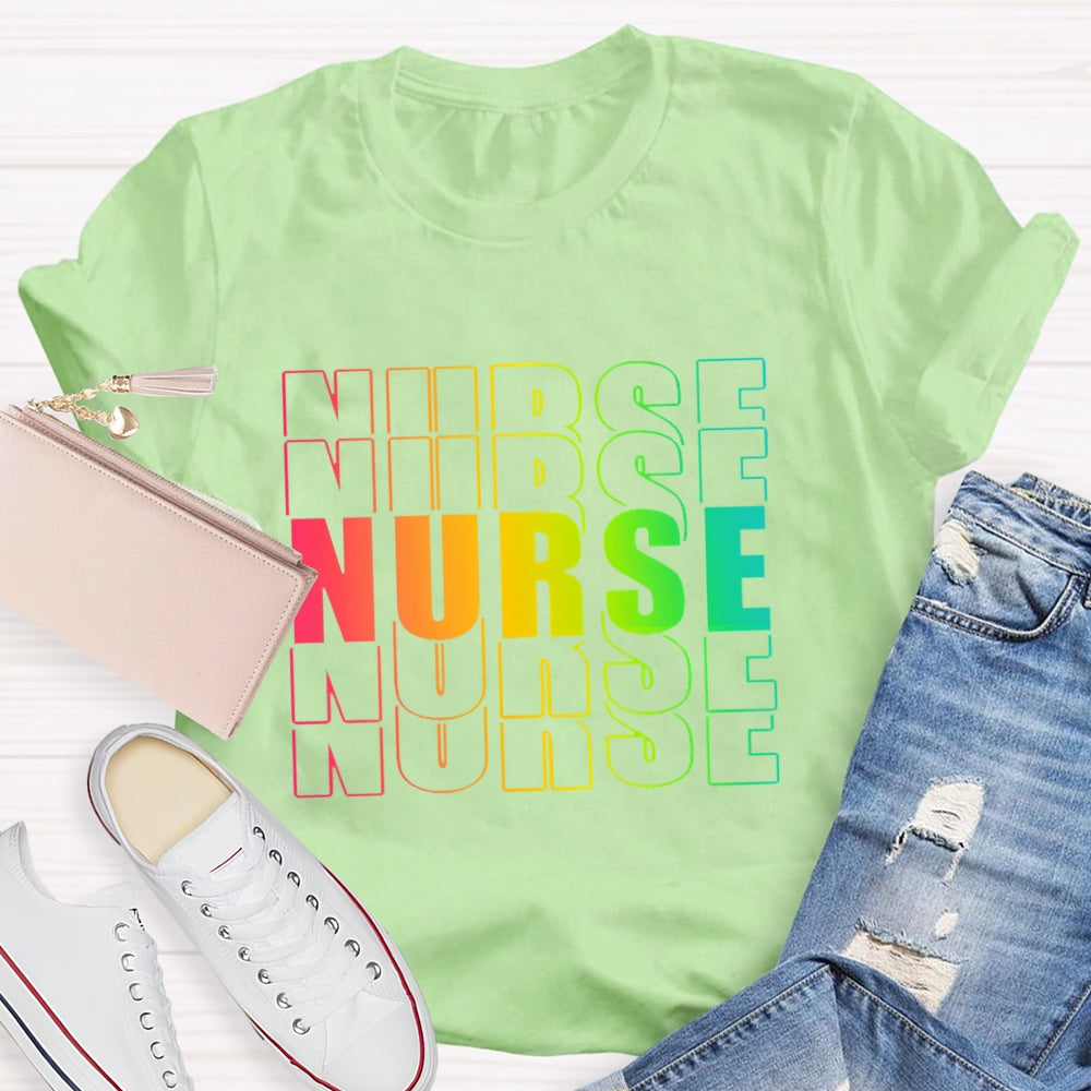 Nurse Gradient Letters Overlap T-shirt