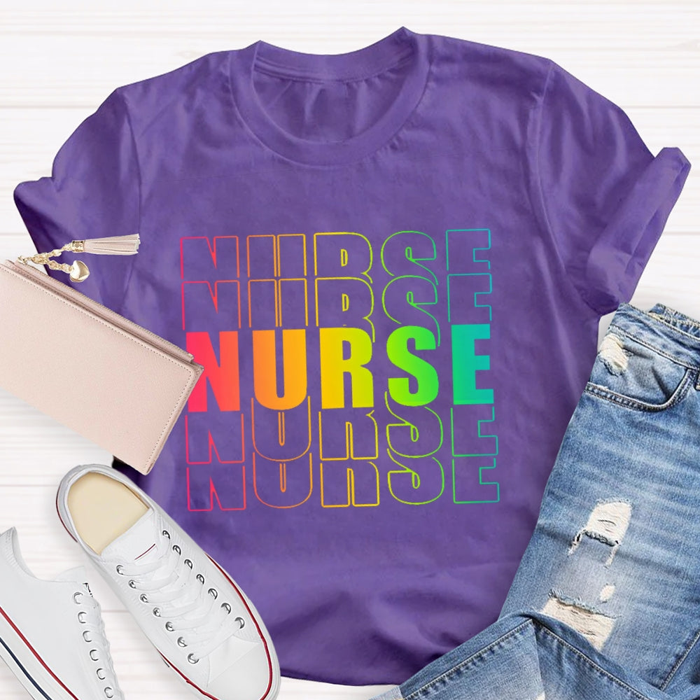 Nurse Gradient Letters Overlap T-shirt