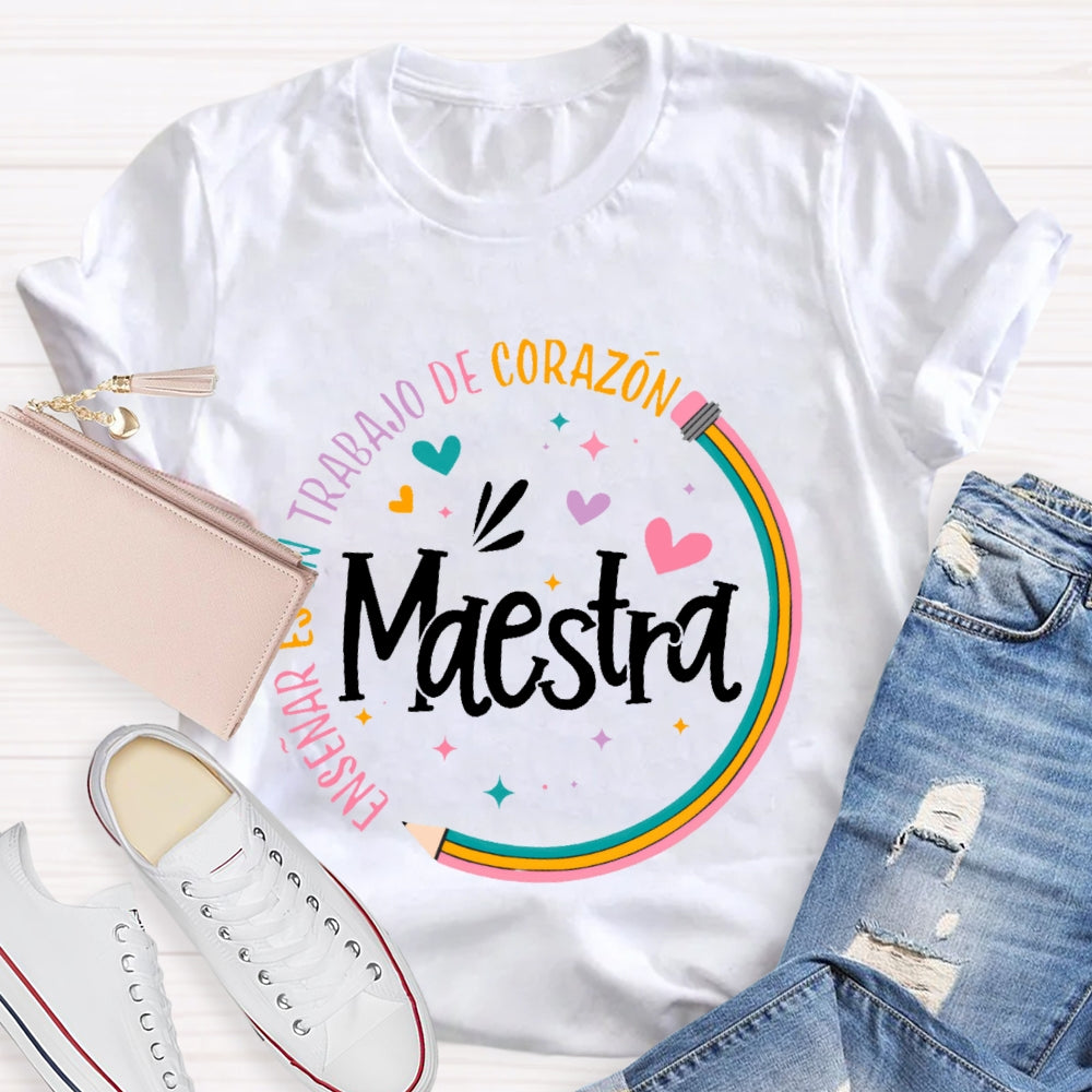 Maestra Rainbow Pencil Letters T-shirt
