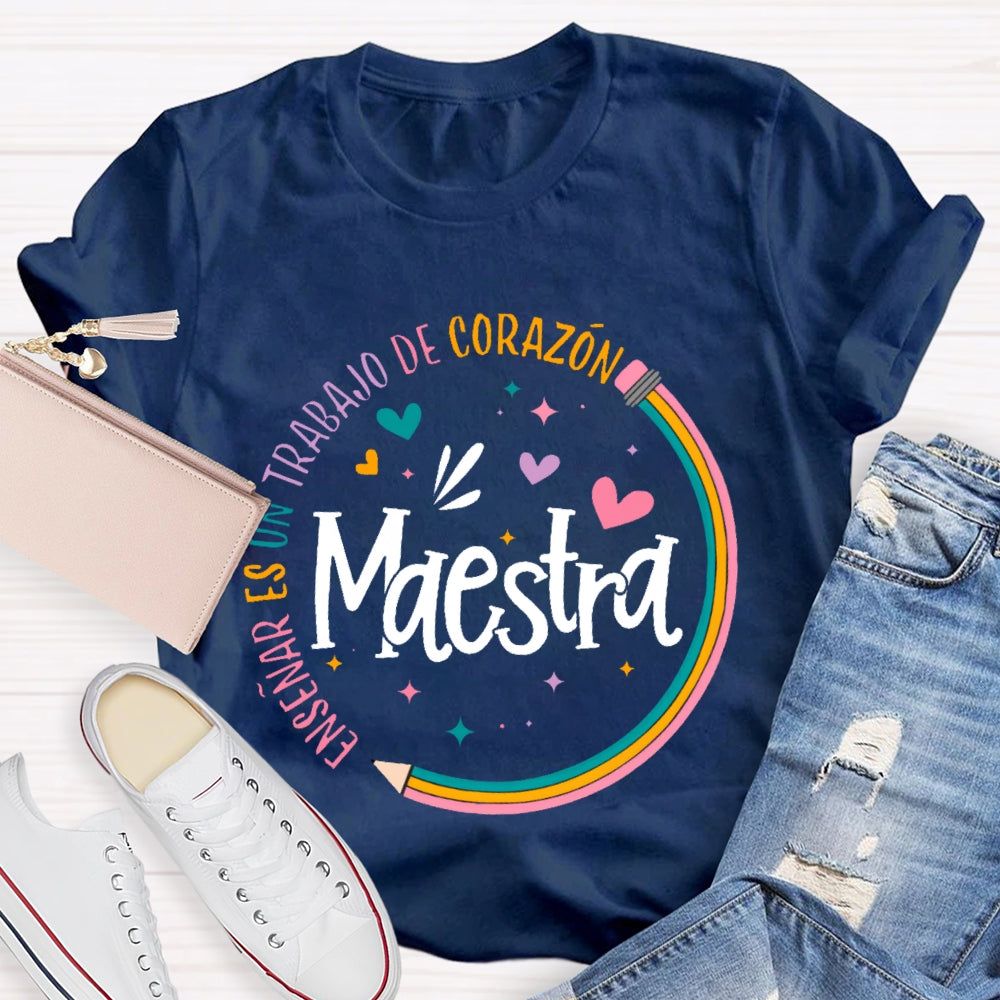 Maestra Rainbow Pencil Letters T-shirt