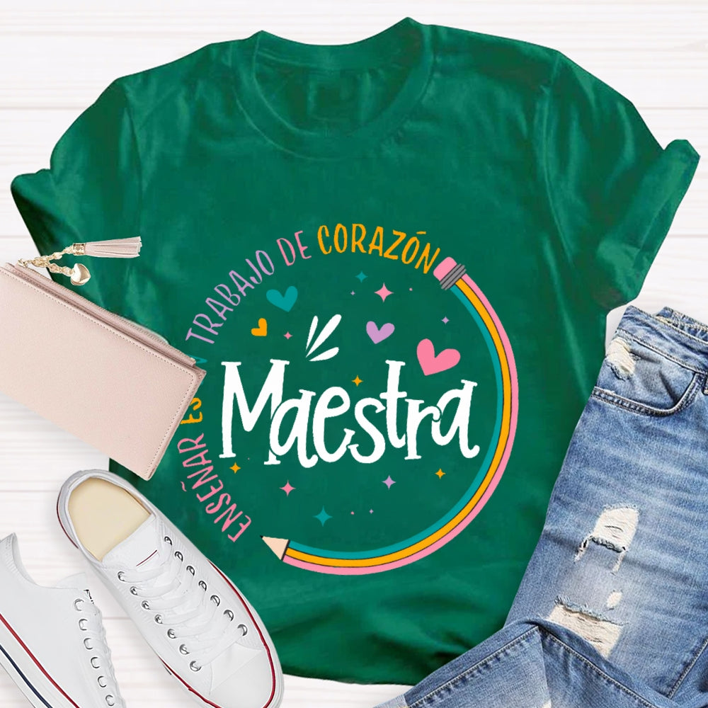 Maestra Rainbow Pencil Letters T-shirt