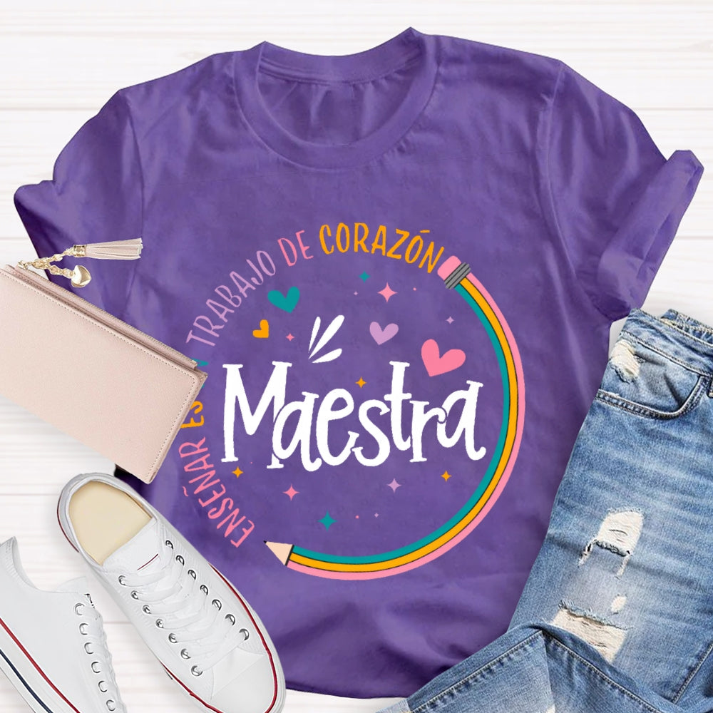 Maestra Rainbow Pencil Letters T-shirt