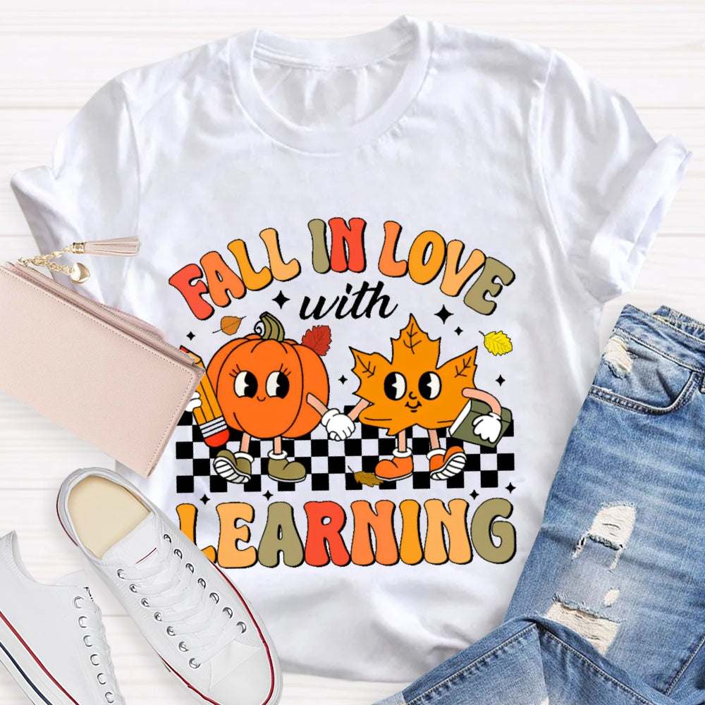 Fall In Love With Learning Teacher Cute Pumpkin T-shirt
