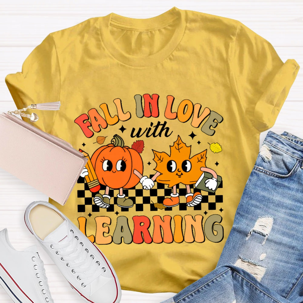 Fall In Love With Learning Teacher Cute Pumpkin T-shirt