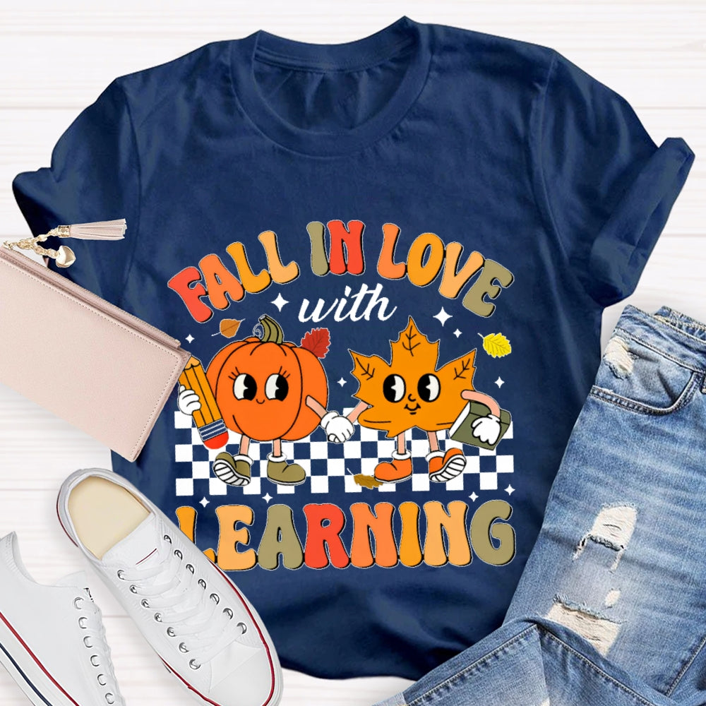 Fall In Love With Learning Teacher Cute Pumpkin T-shirt