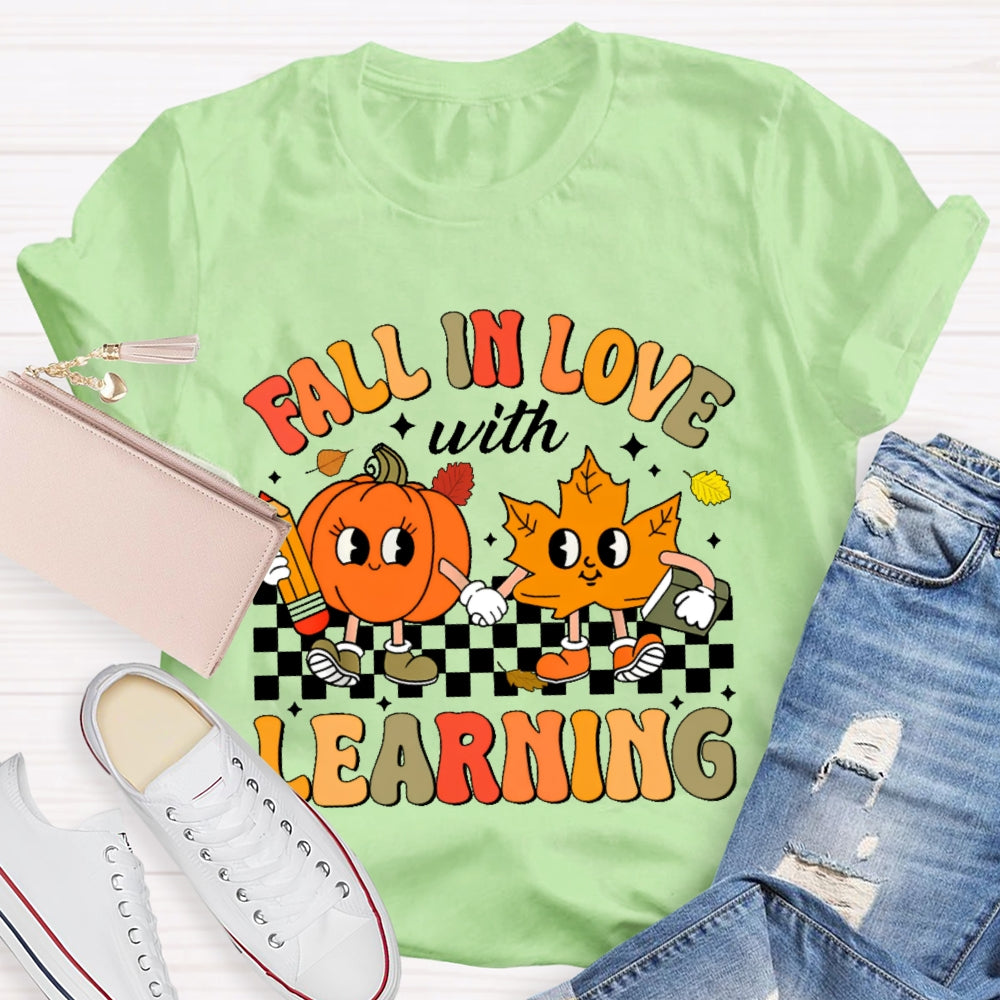 Fall In Love With Learning Teacher Cute Pumpkin T-shirt