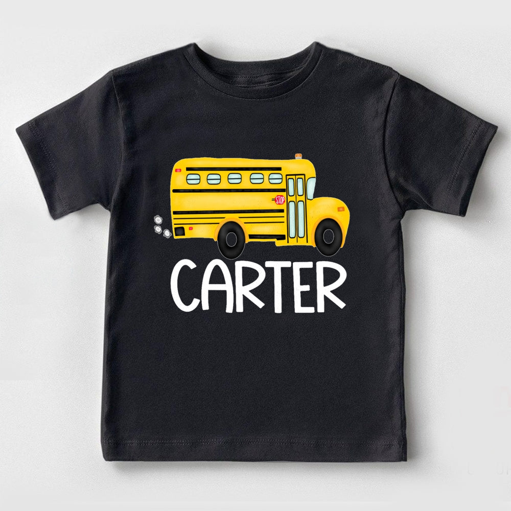 Personalized Name School Bus Funny Toddler T-shirts