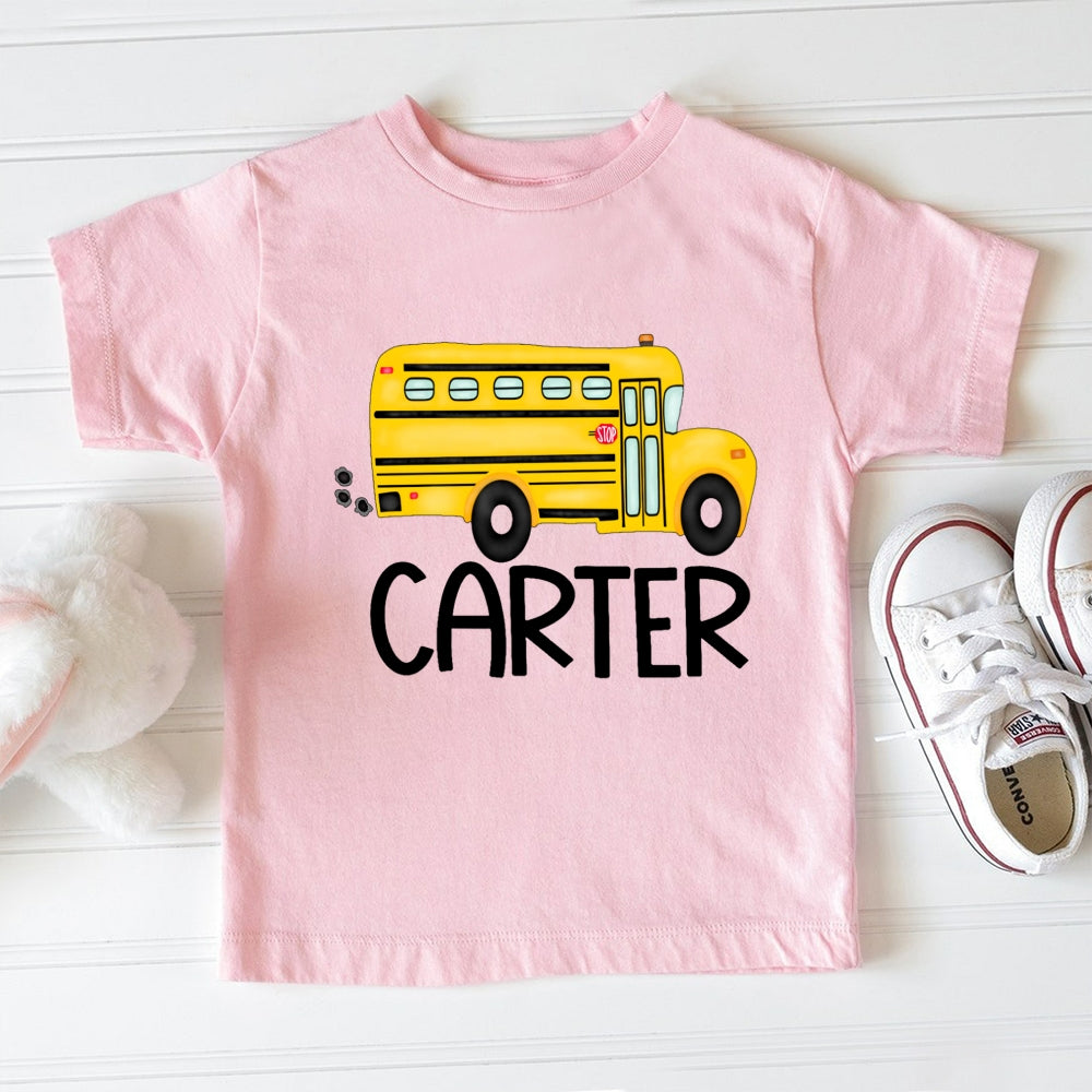 Personalized Name School Bus Funny Toddler T-shirts