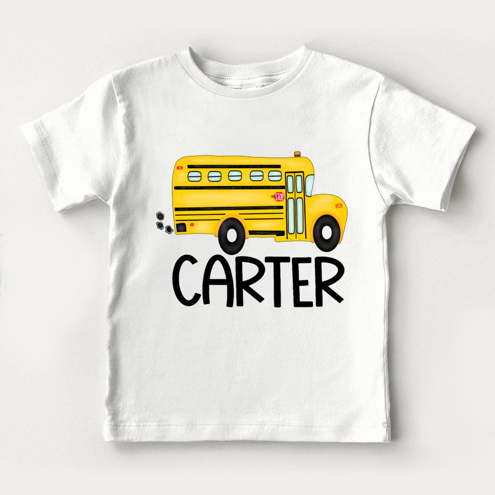 Personalized Name School Bus Funny Toddler T-shirts