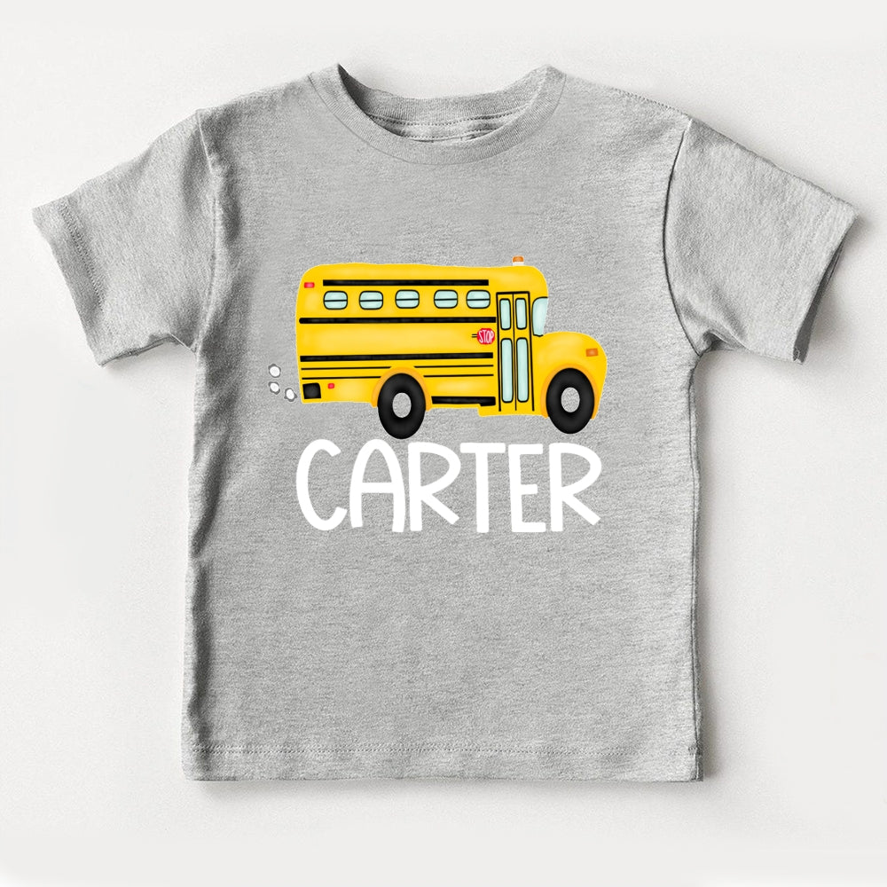 Personalized Name School Bus Funny Toddler T-shirts