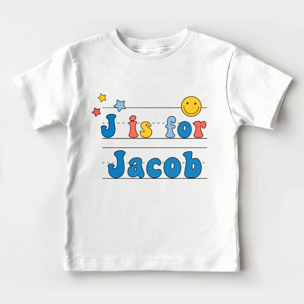 Personalized Name J Is For Jacob First Day Of School Toddler T-shirts