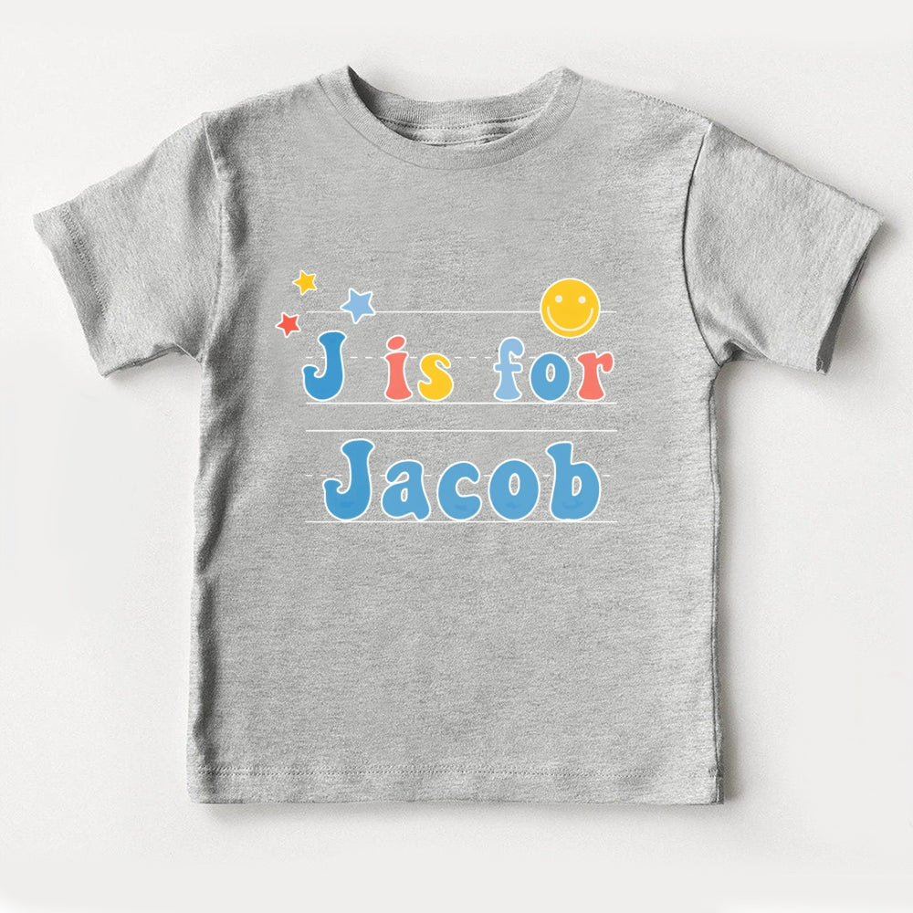 Personalized Name J Is For Jacob First Day Of School Toddler T-shirts