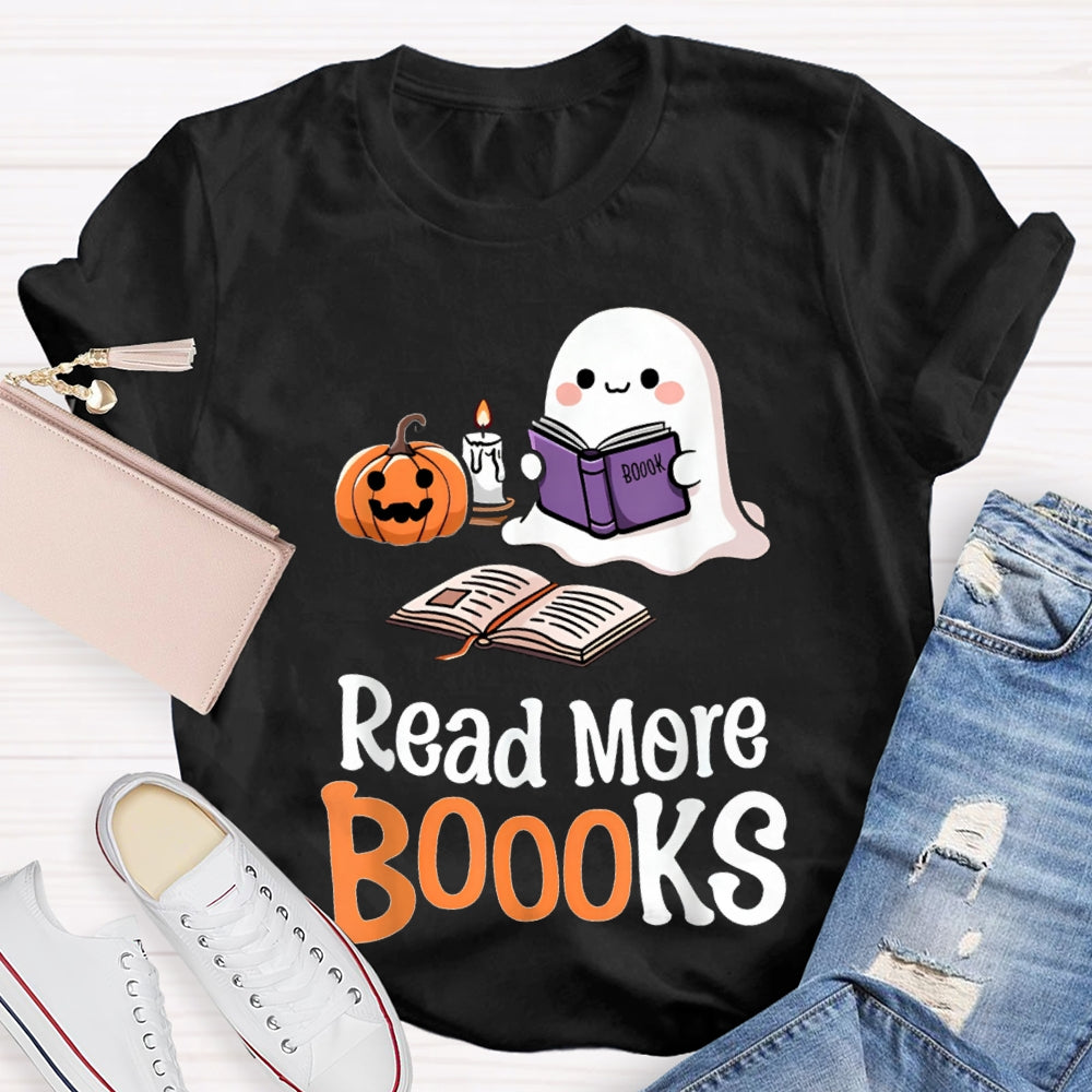 Read More Books Little Ghost Reading Funny Halloween T-shirt