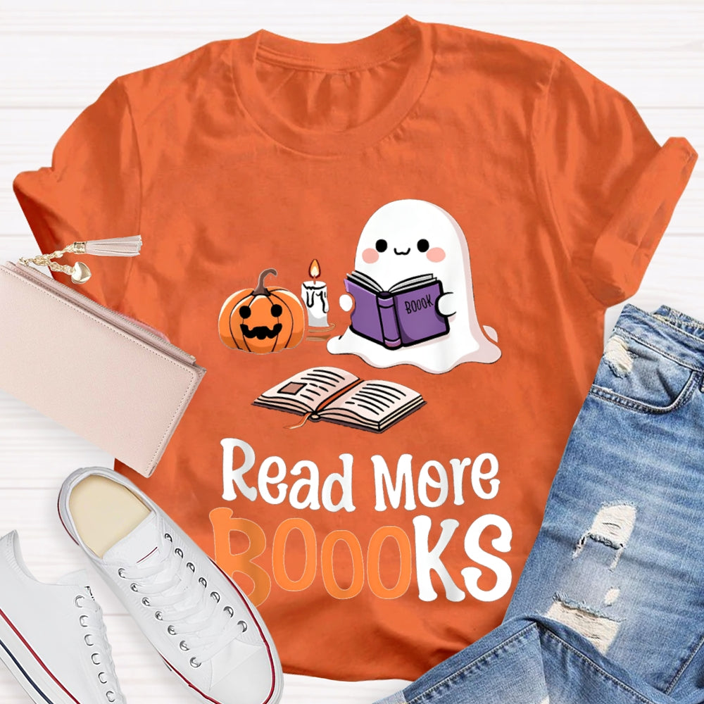 Read More Books Little Ghost Reading Funny Halloween T-shirt