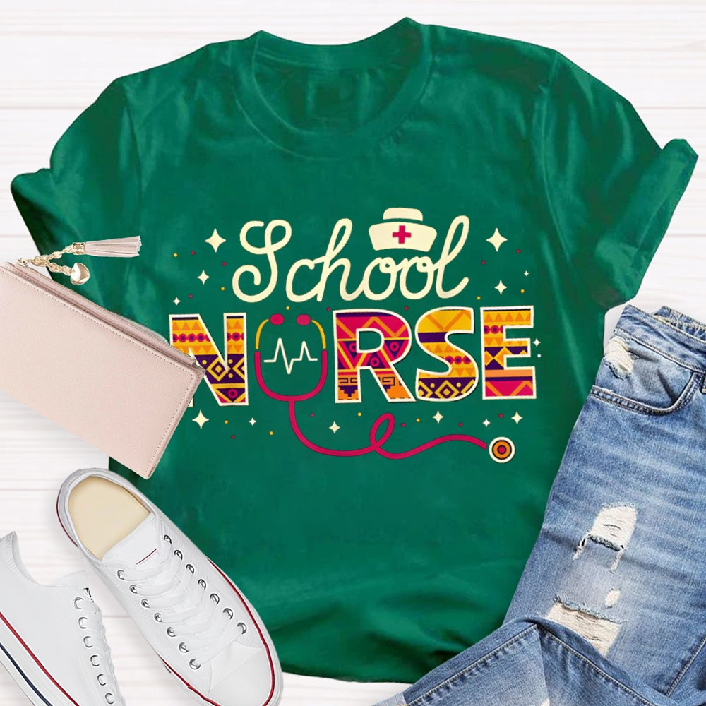 School Nurse Nurse Hat And Stethoscope T-shirt