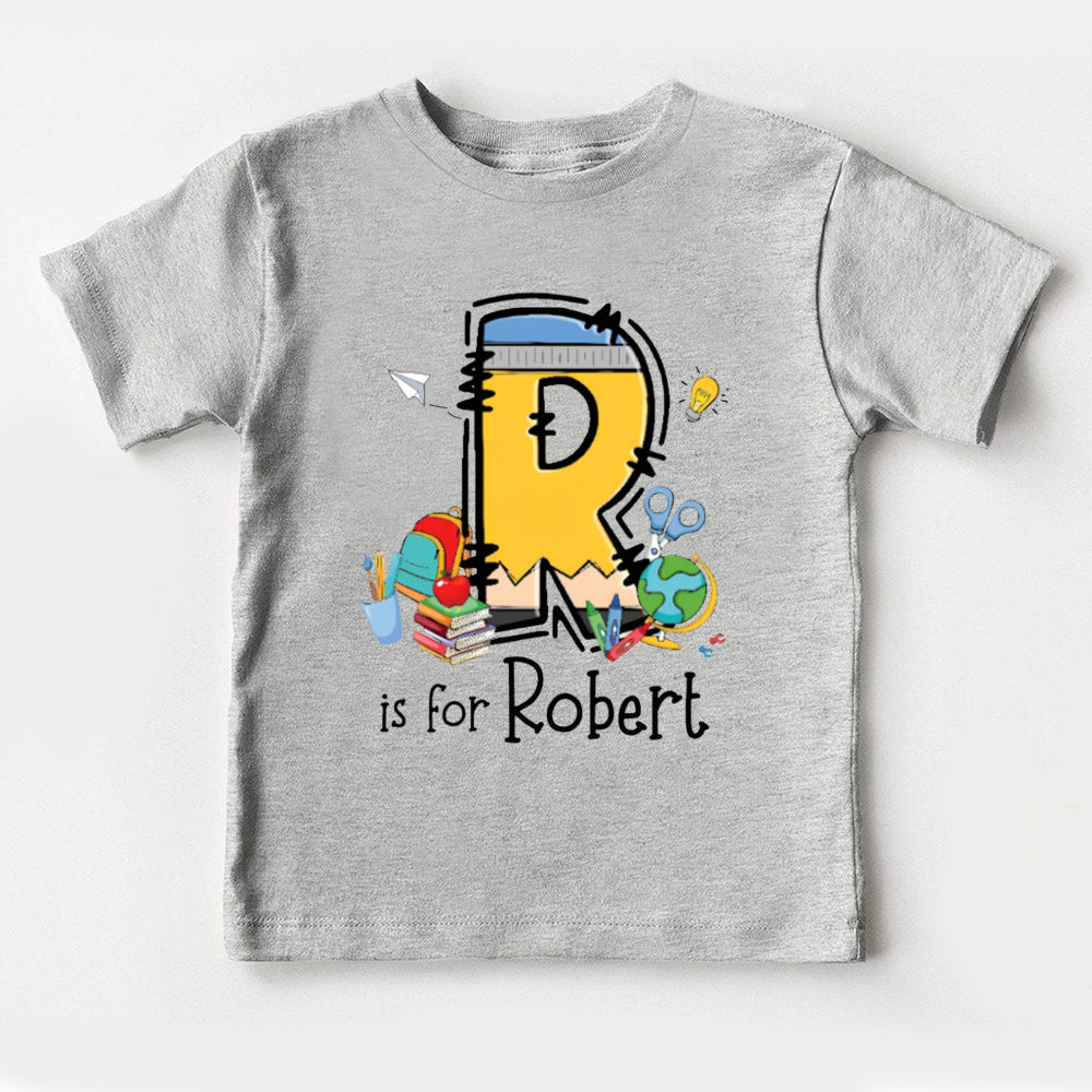 Personalized Name R Is For Robert Small School Bag And Books Toddler T-shirts