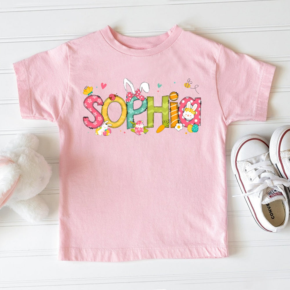 Personalized Name Carrot Bunny And Bow Toddler T-shirts