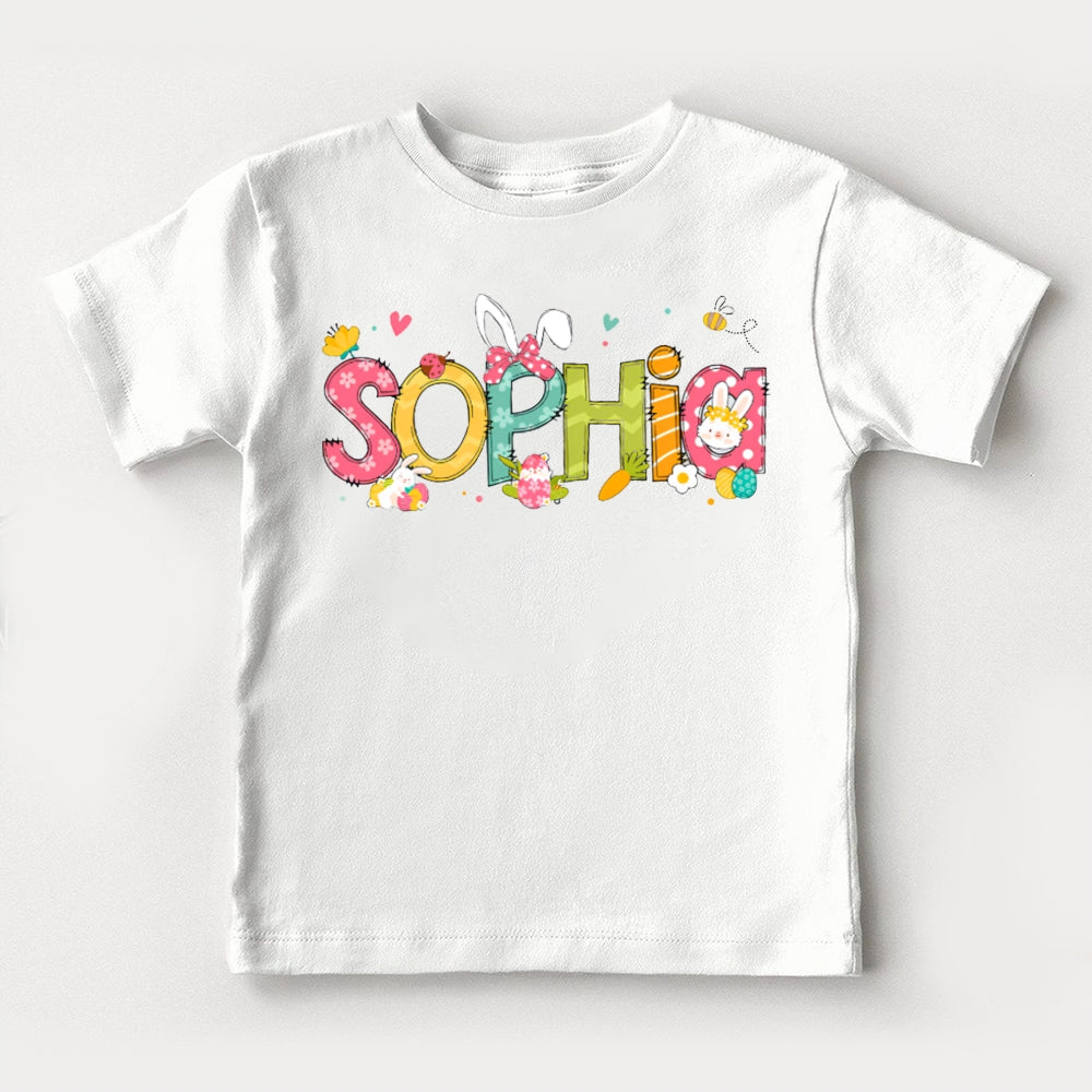 Personalized Name Carrot Bunny And Bow Toddler T-shirts