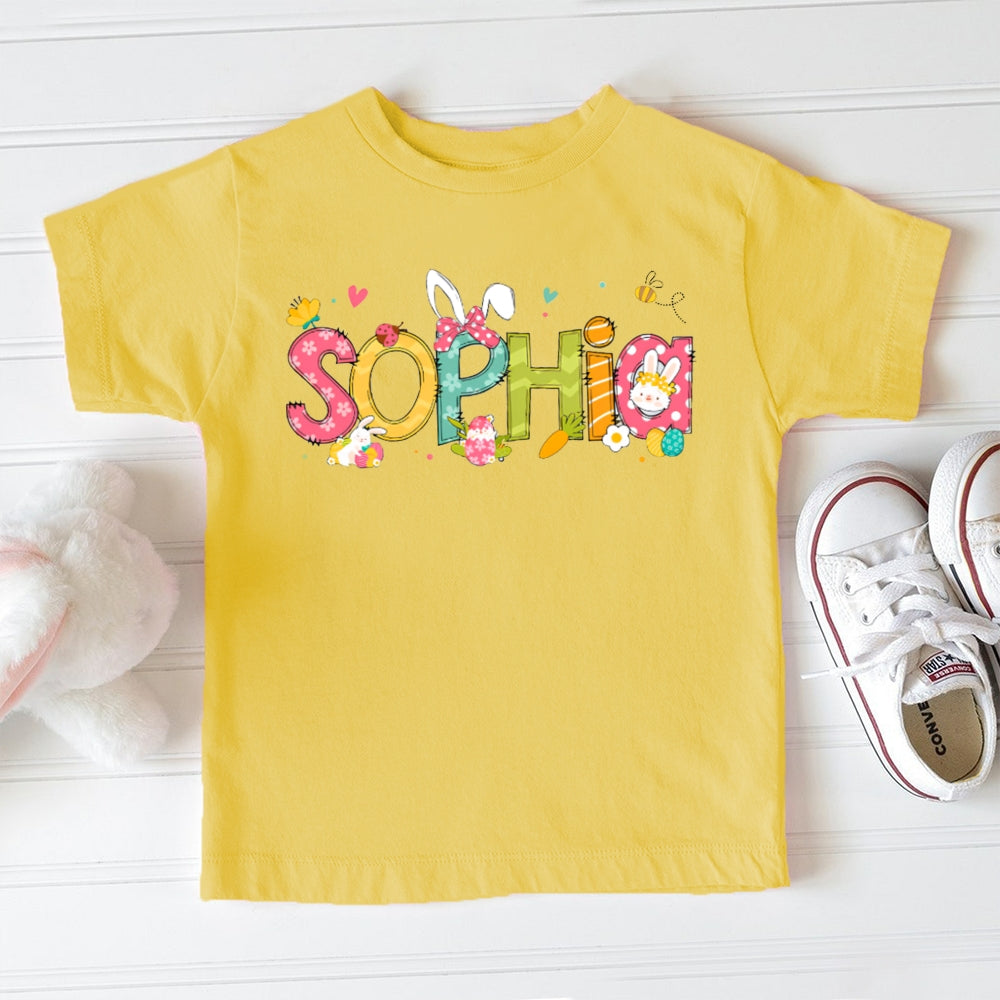Personalized Name Carrot Bunny And Bow Toddler T-shirts