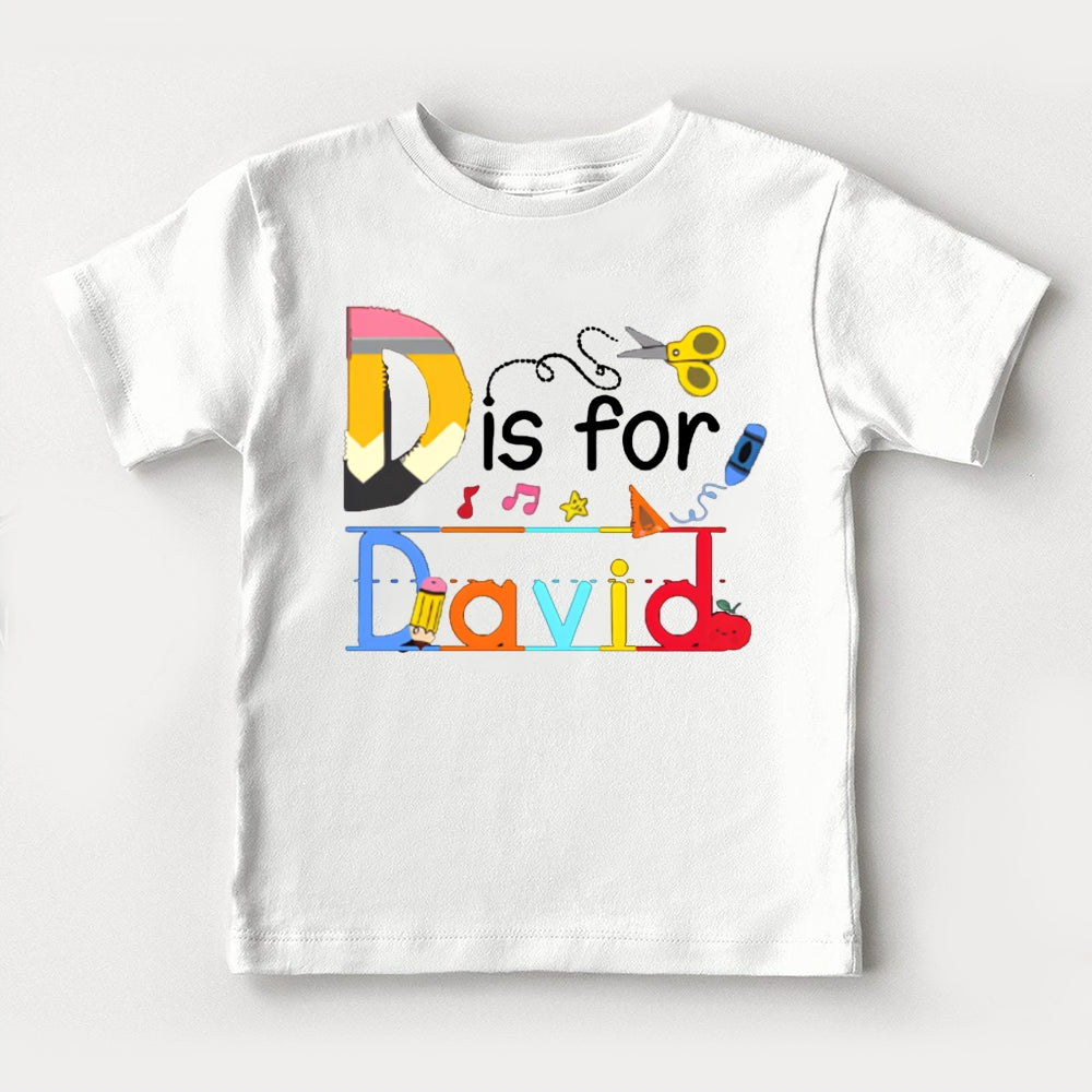Personalized Name D Is For David Colorful Letters And Crayons Toddler T-shirts