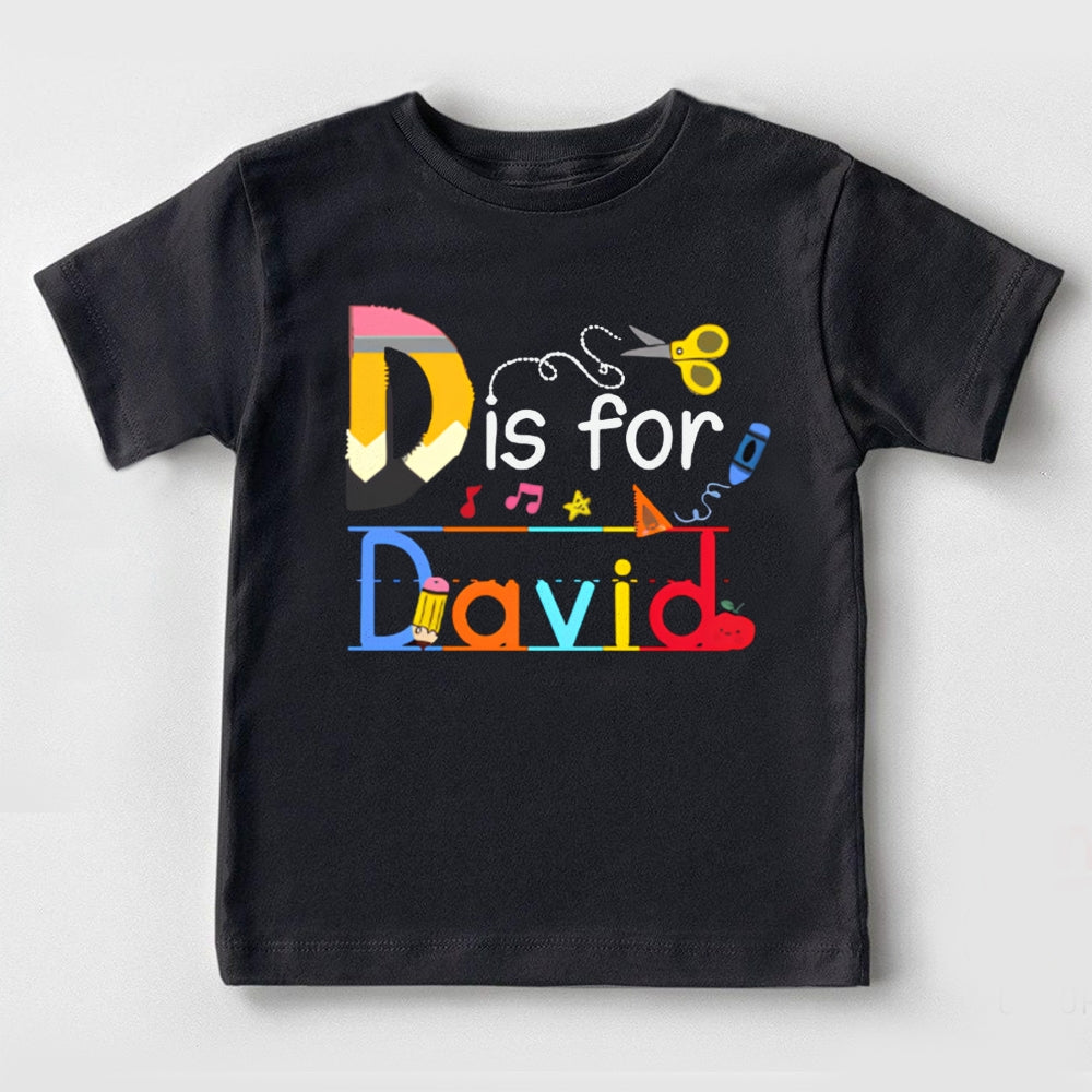 Personalized Name D Is For David Colorful Letters And Crayons Toddler T-shirts