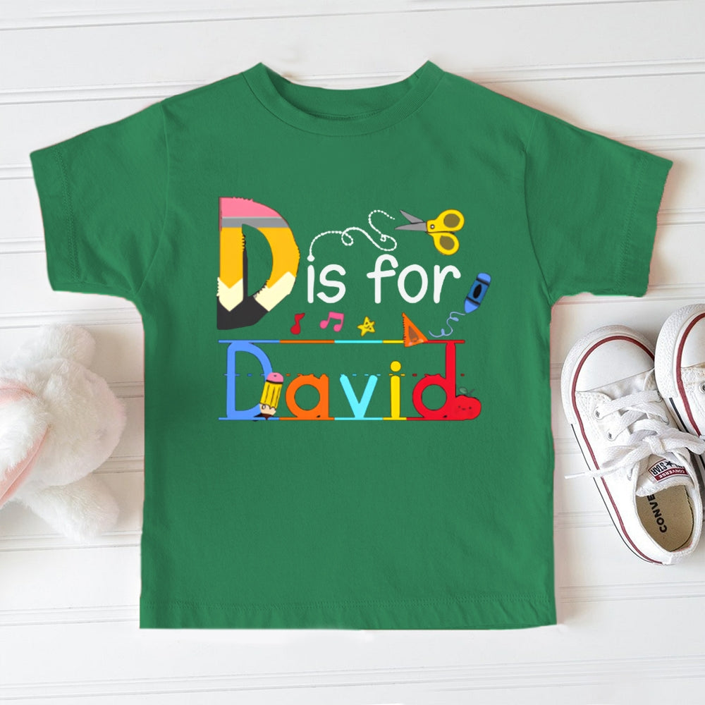 Personalized Name D Is For David Colorful Letters And Crayons Toddler T-shirts