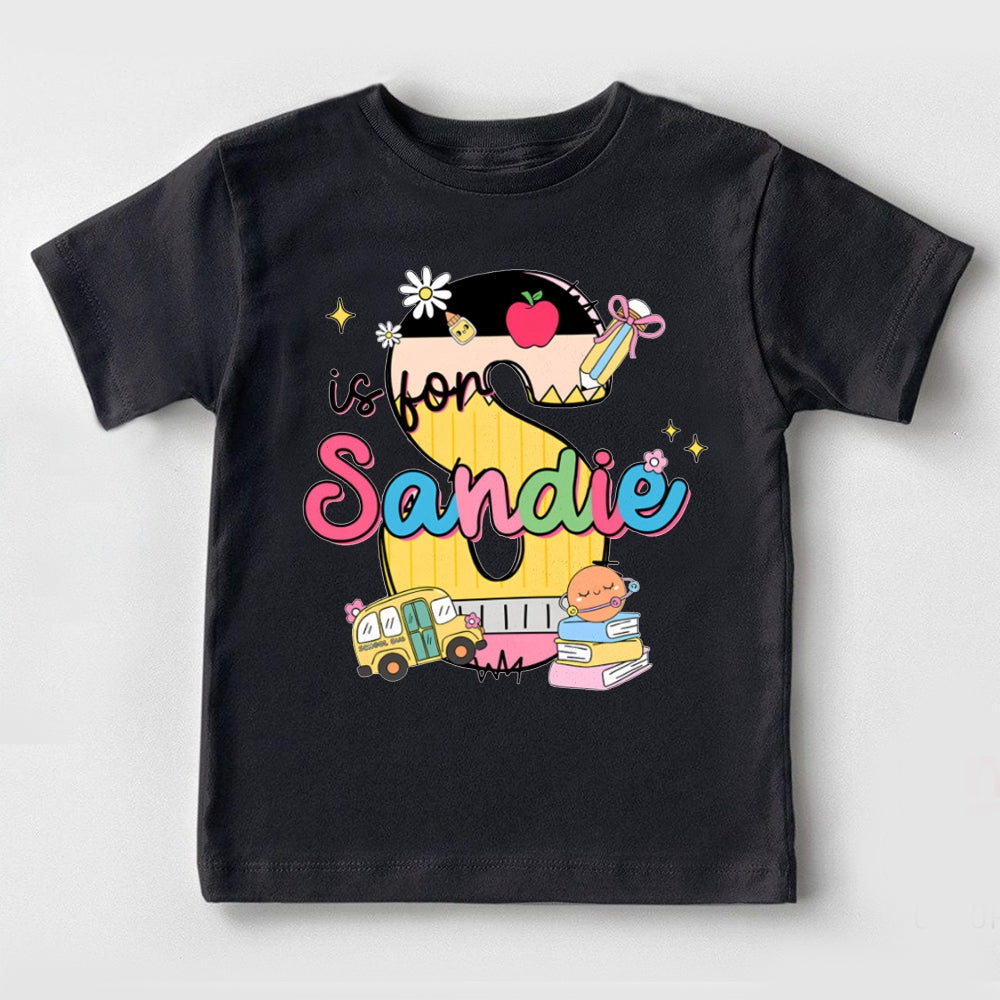Personalized Name S Is For Sandia Colorful Letters And Cars Toddler T-shirts