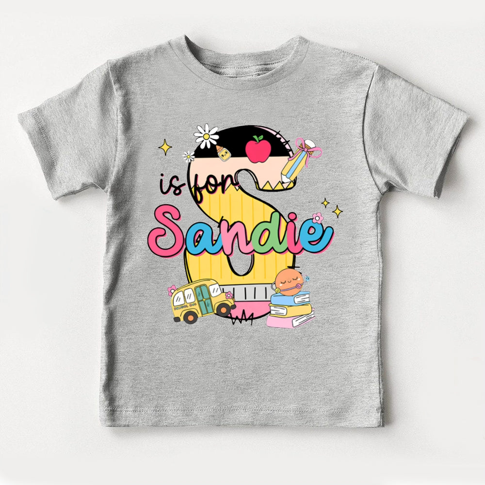 Personalized Name S Is For Sandia Colorful Letters And Cars Toddler T-shirts