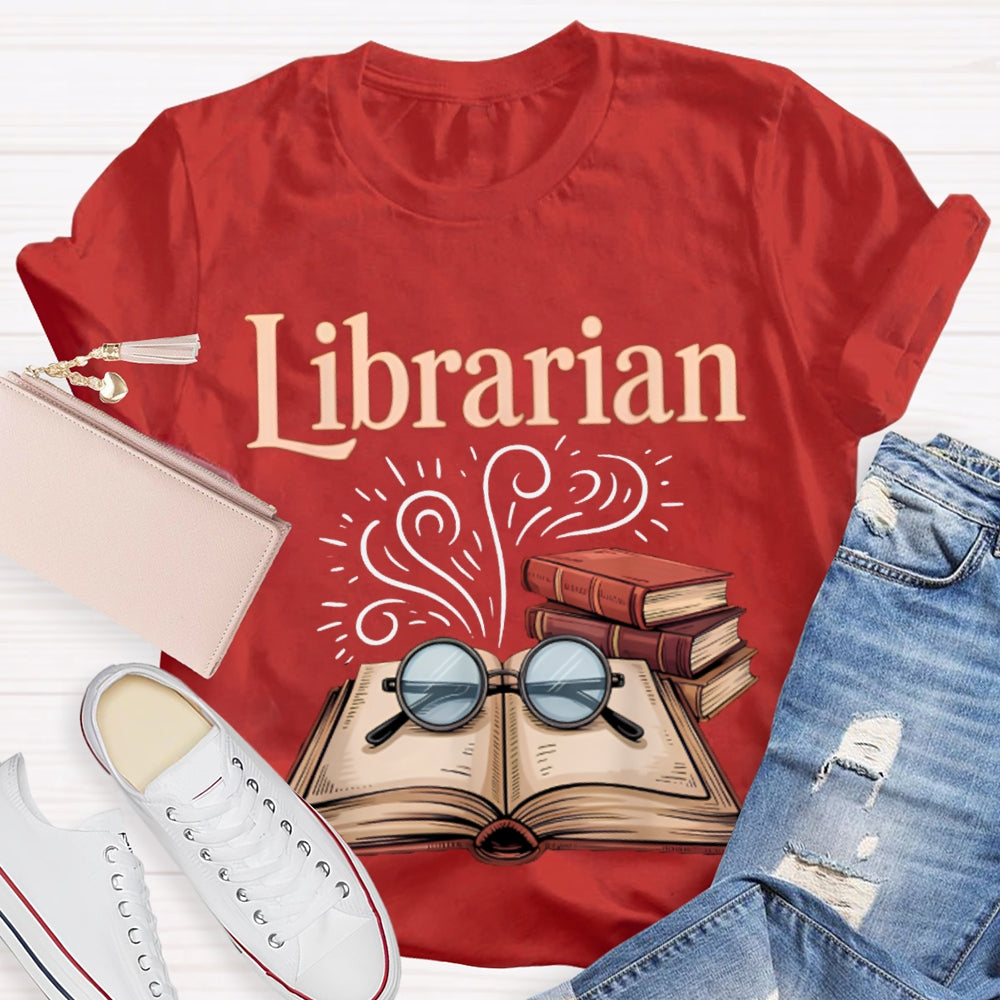 Librarian Glasses And Books T-shirt