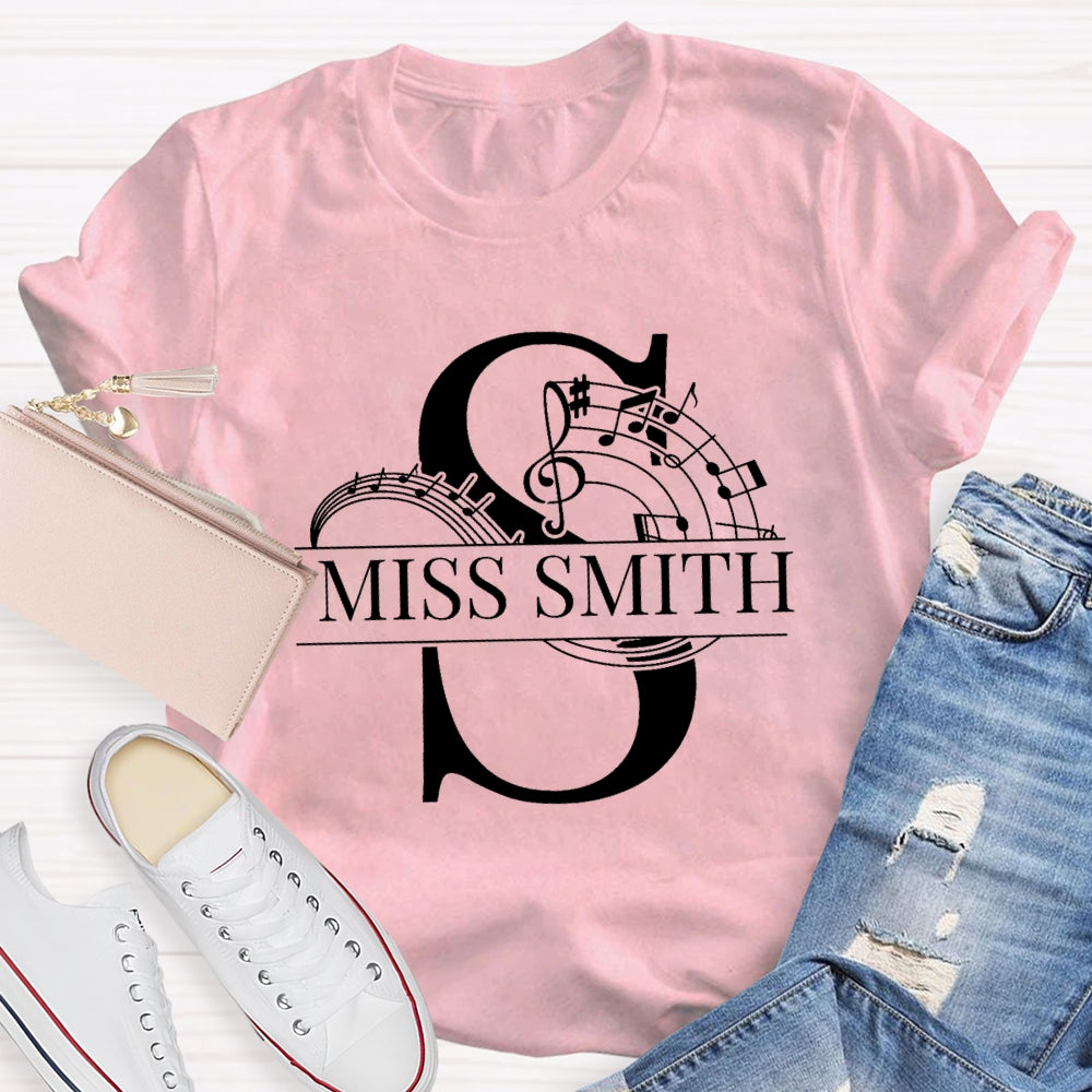 Personalized Music Teacher Name Notes T-Shirt