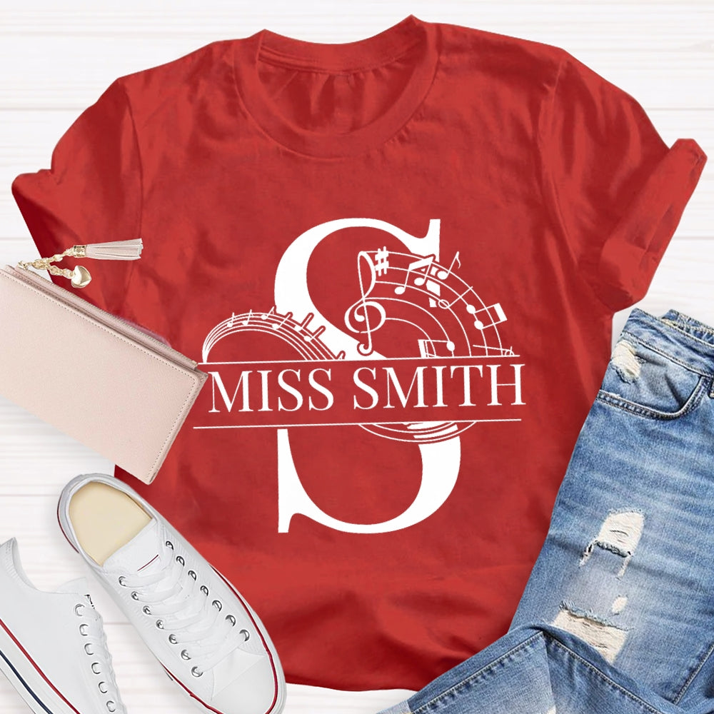 Personalized Music Teacher Name Notes T-Shirt