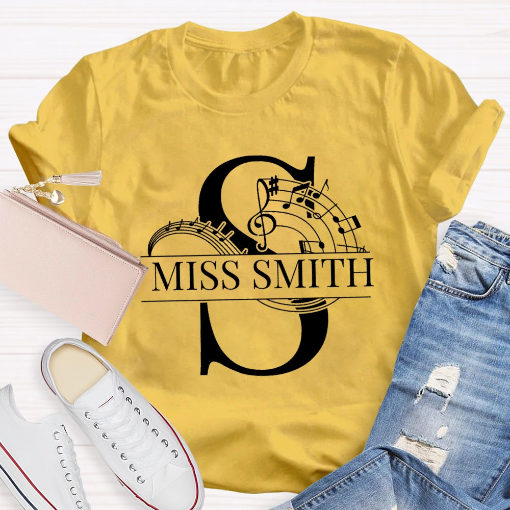 Personalized Music Teacher Name Notes T-Shirt