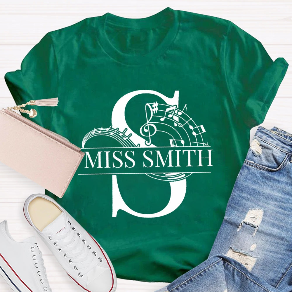 Personalized Music Teacher Name Notes T-Shirt