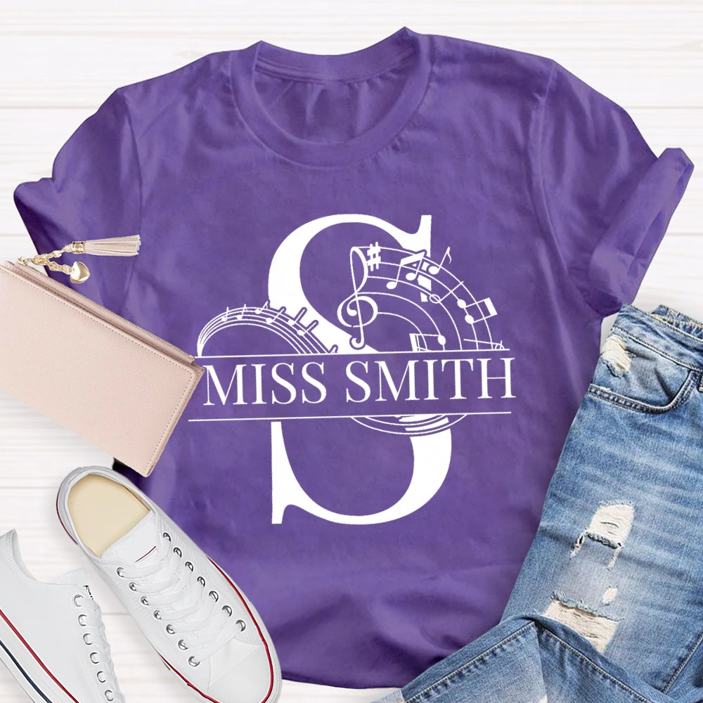 Personalized Music Teacher Name Notes T-Shirt