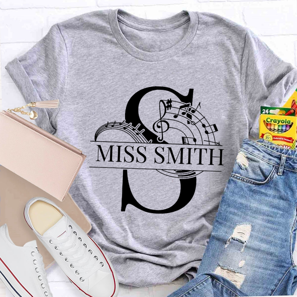 Personalized Music Teacher Name Notes T-Shirt