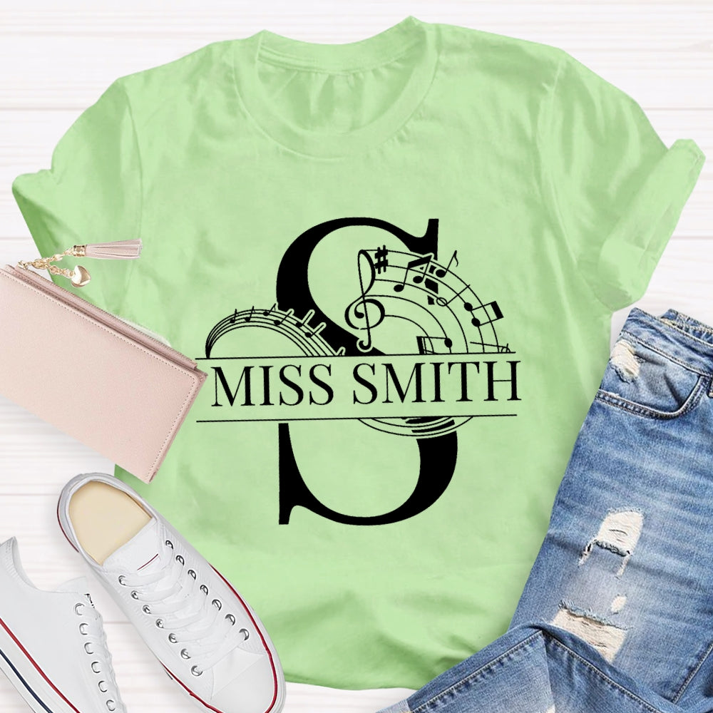Personalized Music Teacher Name Notes T-Shirt